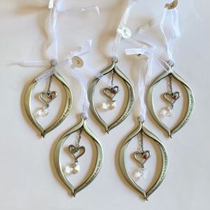 Set of 5 Pewter Christmas LOVE Ornaments